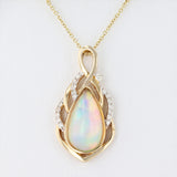 14K gold Opal and Diamond Pendant