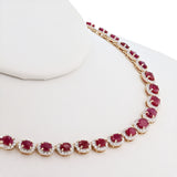14K Gold Oval Cut Ruby Necklace