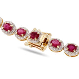 14K Gold Oval Cut Ruby Necklace