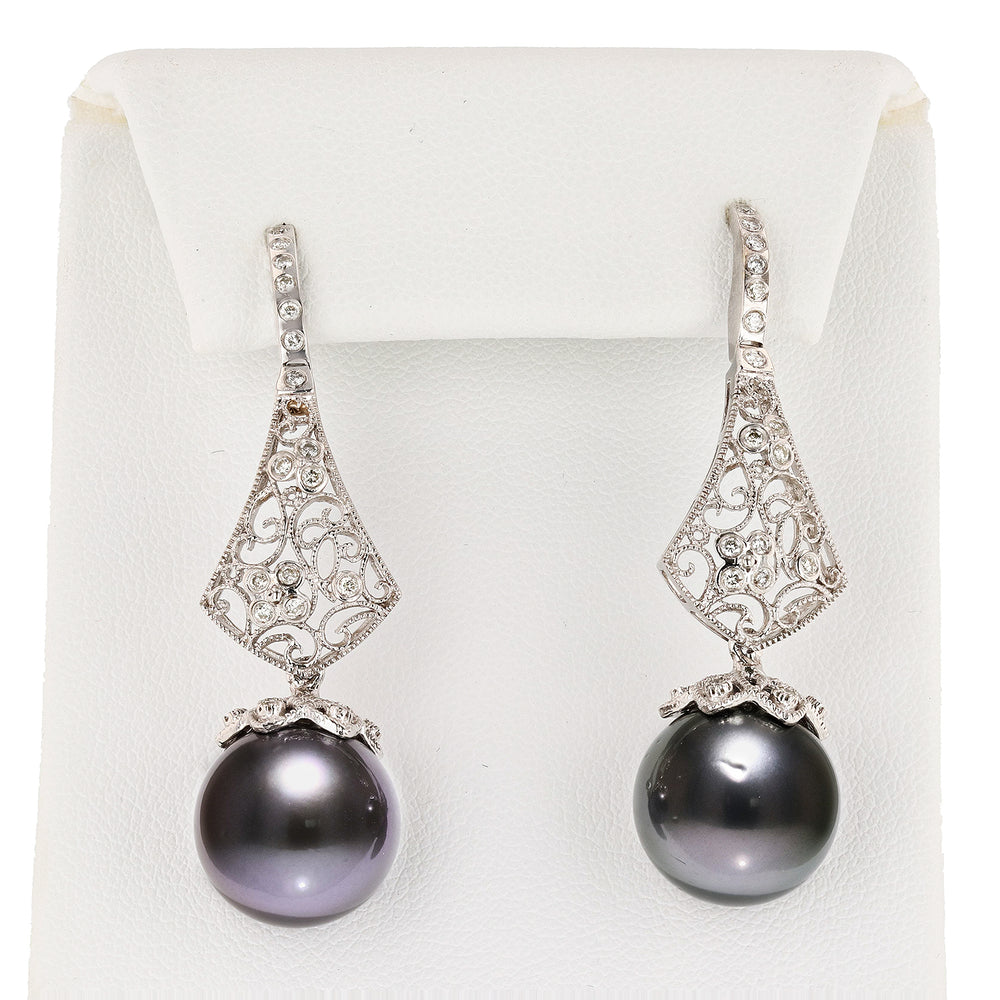 Tahitian Pearl & Diamond Earrings