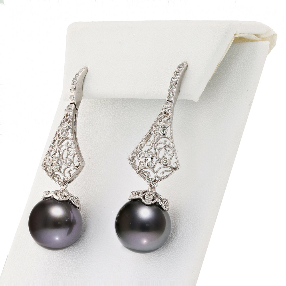 Tahitian Pearl & Diamond Earrings