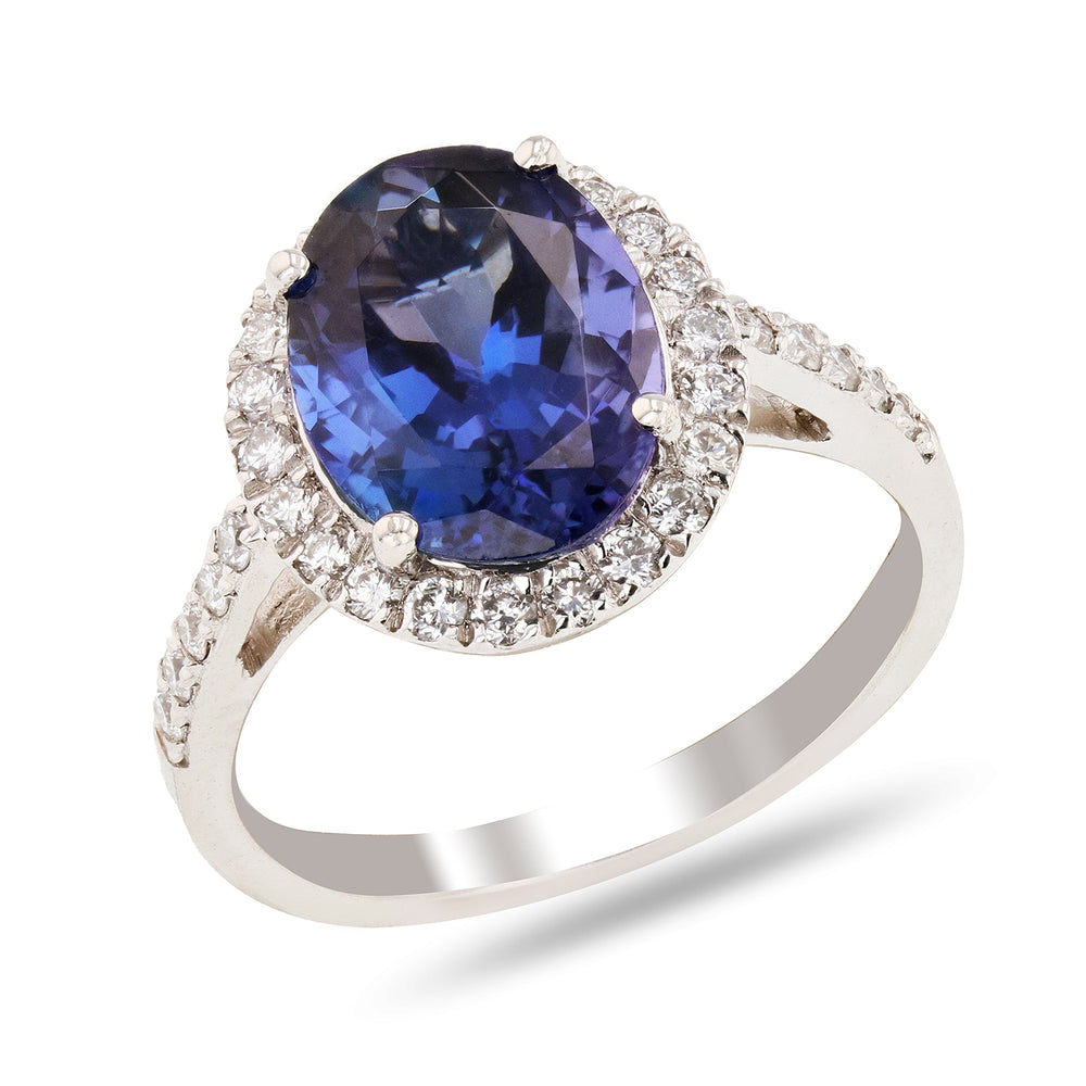 Platinum Tanzanite & Diamond Ring