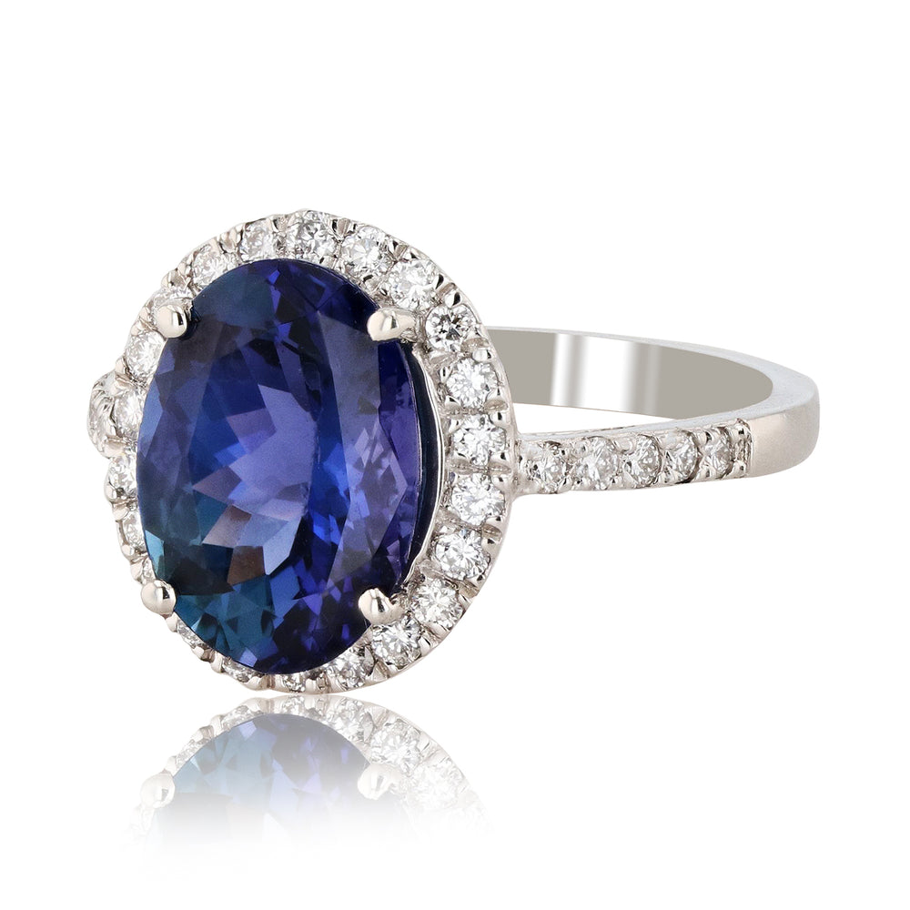 Platinum Tanzanite & Diamond Ring