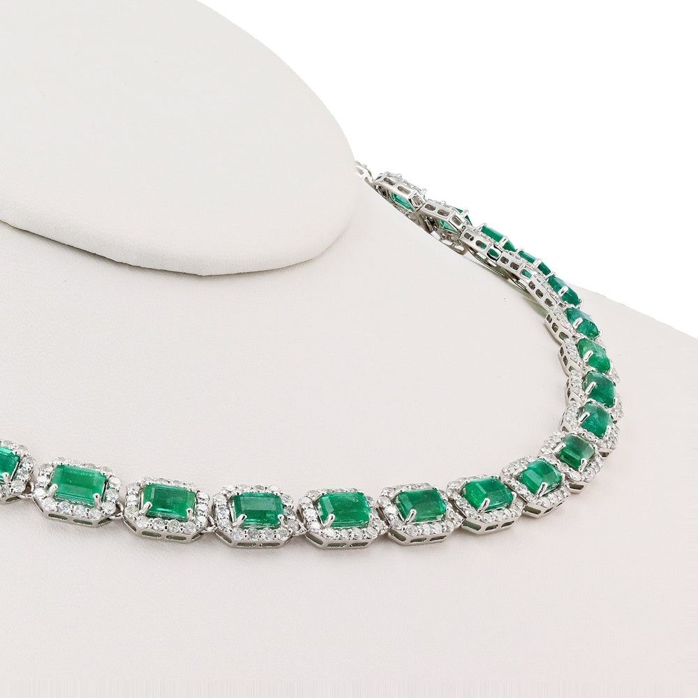 14K Emerald & Diamond Necklace