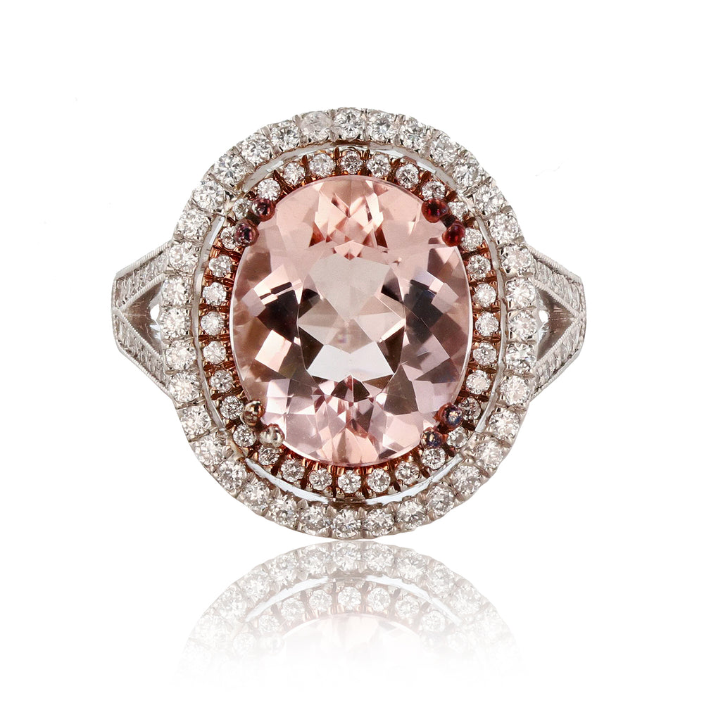 Plantimum Morganite & Diamond Ring
