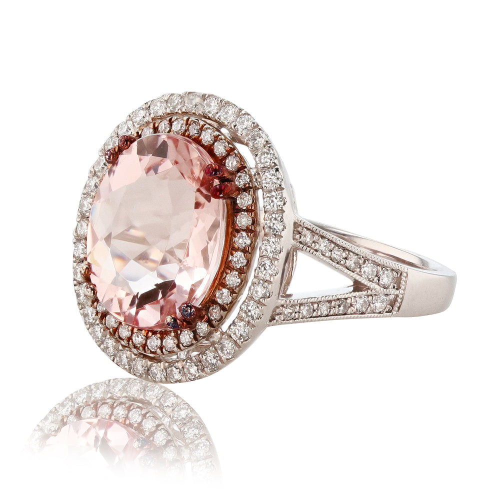 Plantimum Morganite & Diamond Ring
