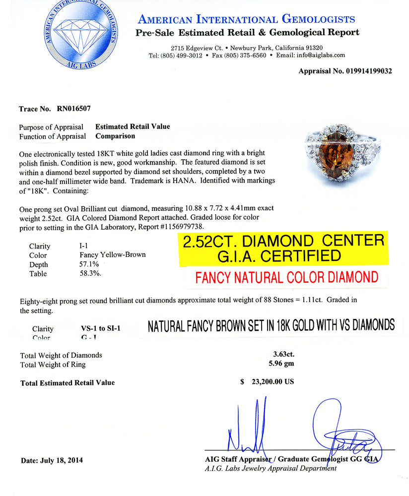Natural Fancy Chocolate Brown Diamond Ring