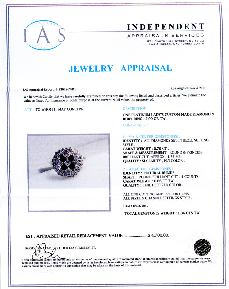 Platinum Ladies Custom Made Ruby Ring