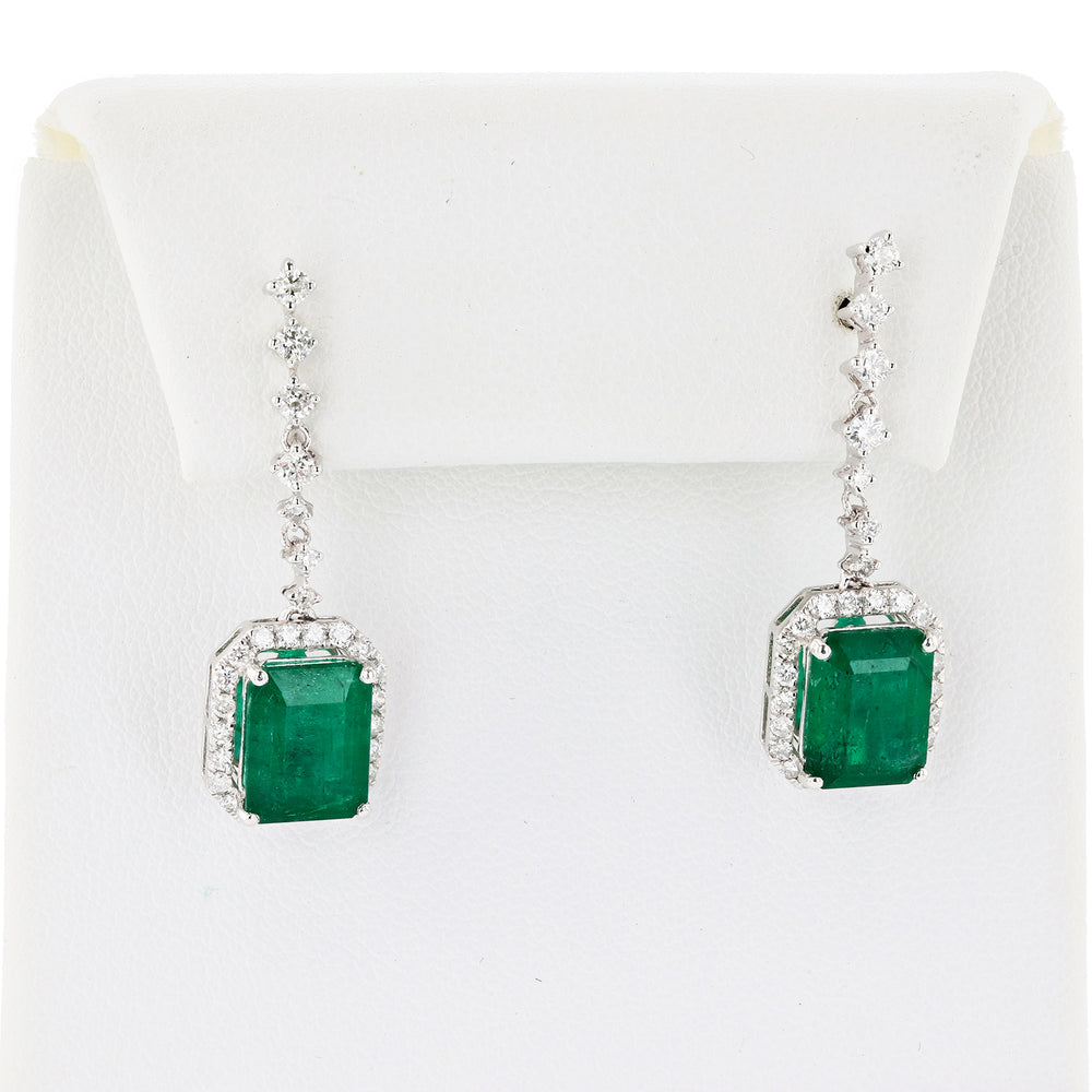 Platinum Emerald & Diamond Earrings