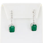Platinum Emerald & Diamond Earrings