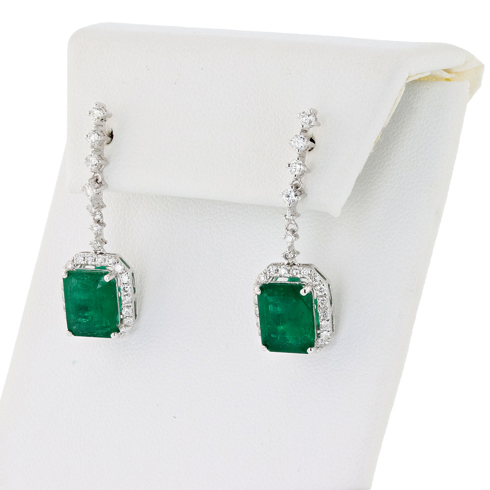 Platinum Emerald & Diamond Earrings
