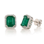 Platinum Emerald & Diamond Earrings