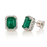 Platinum Emerald & Diamond Earrings