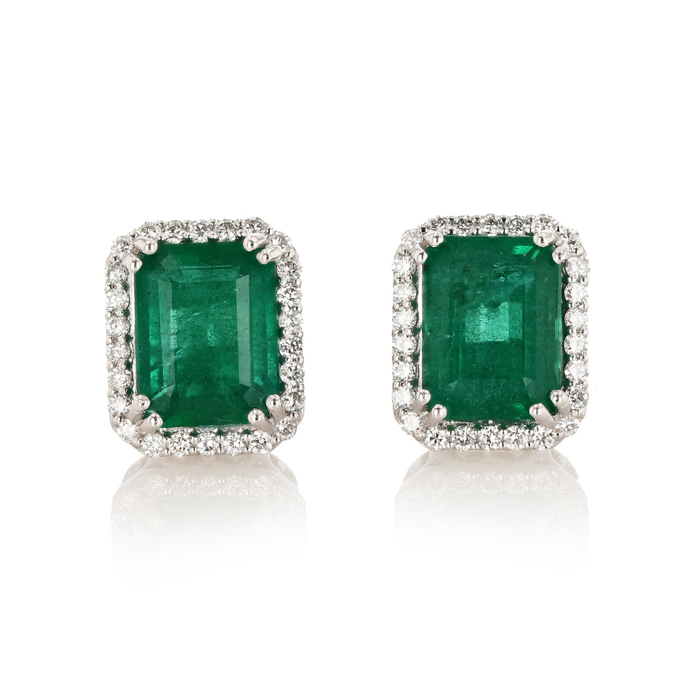 Platinum Emerald & Diamond Earrings