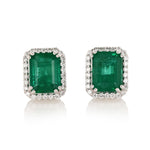 Platinum Emerald & Diamond Earrings