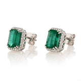 Platinum Emerald & Diamond Earrings