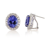 14K Gold Tanzanite & Diamond Earrings