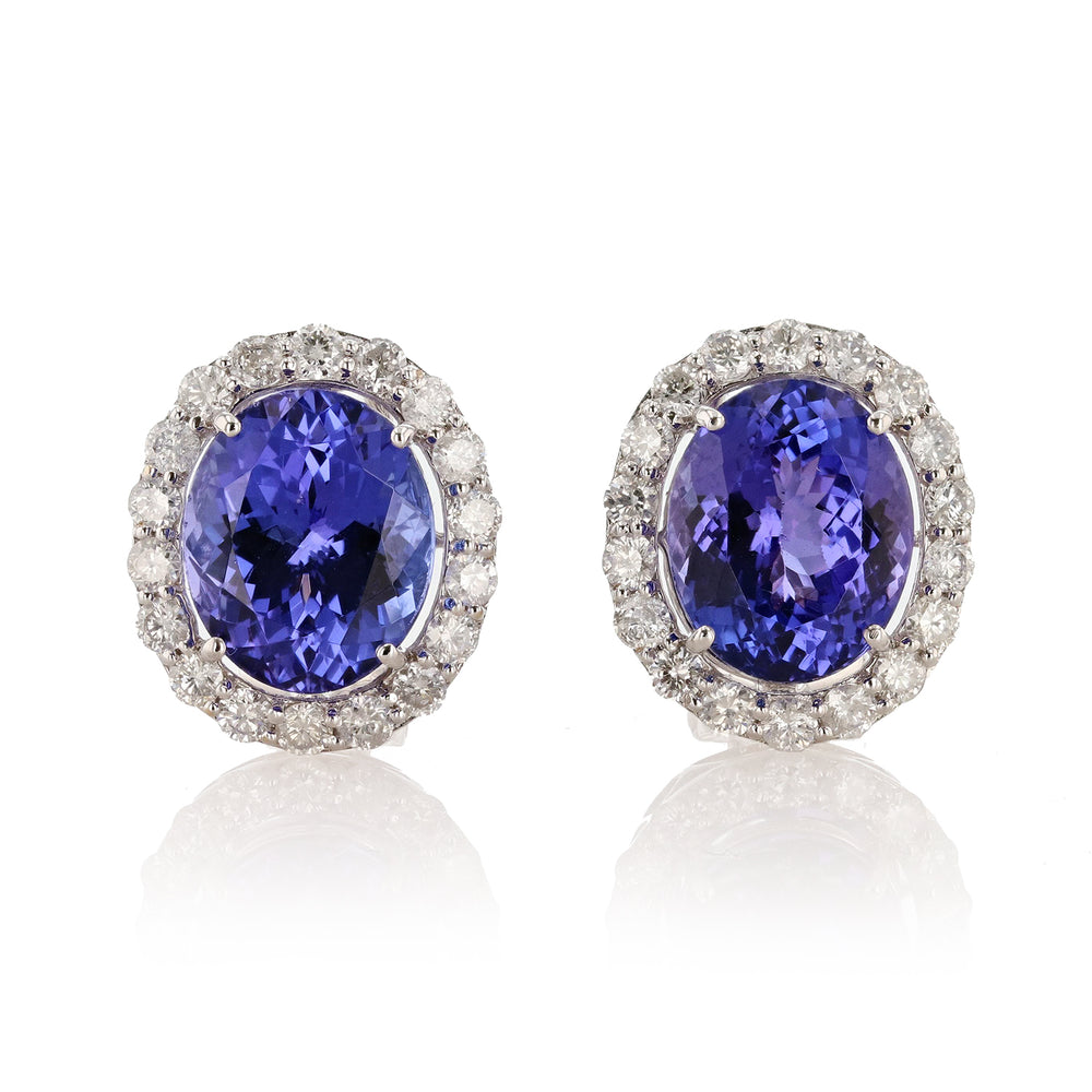 14K Gold Tanzanite & Diamond Earrings