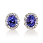 14K Gold Tanzanite & Diamond Earrings