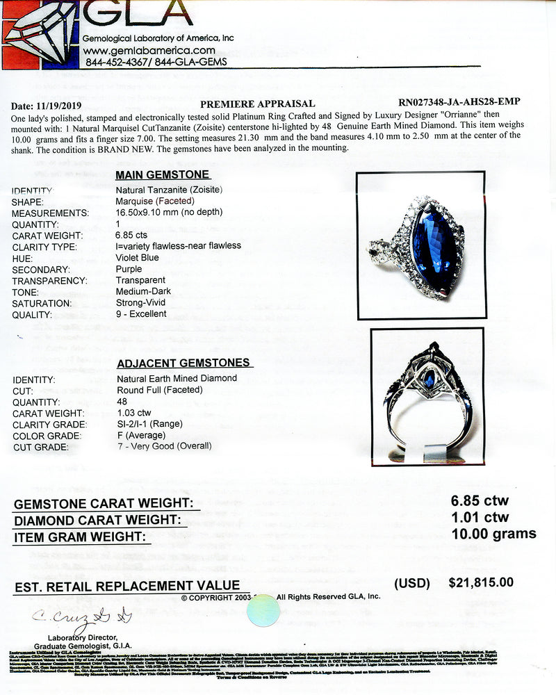 Natural Tanzanite & Diamond Ring