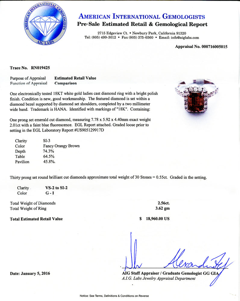 Fancy Orange Brown Diamond Ring