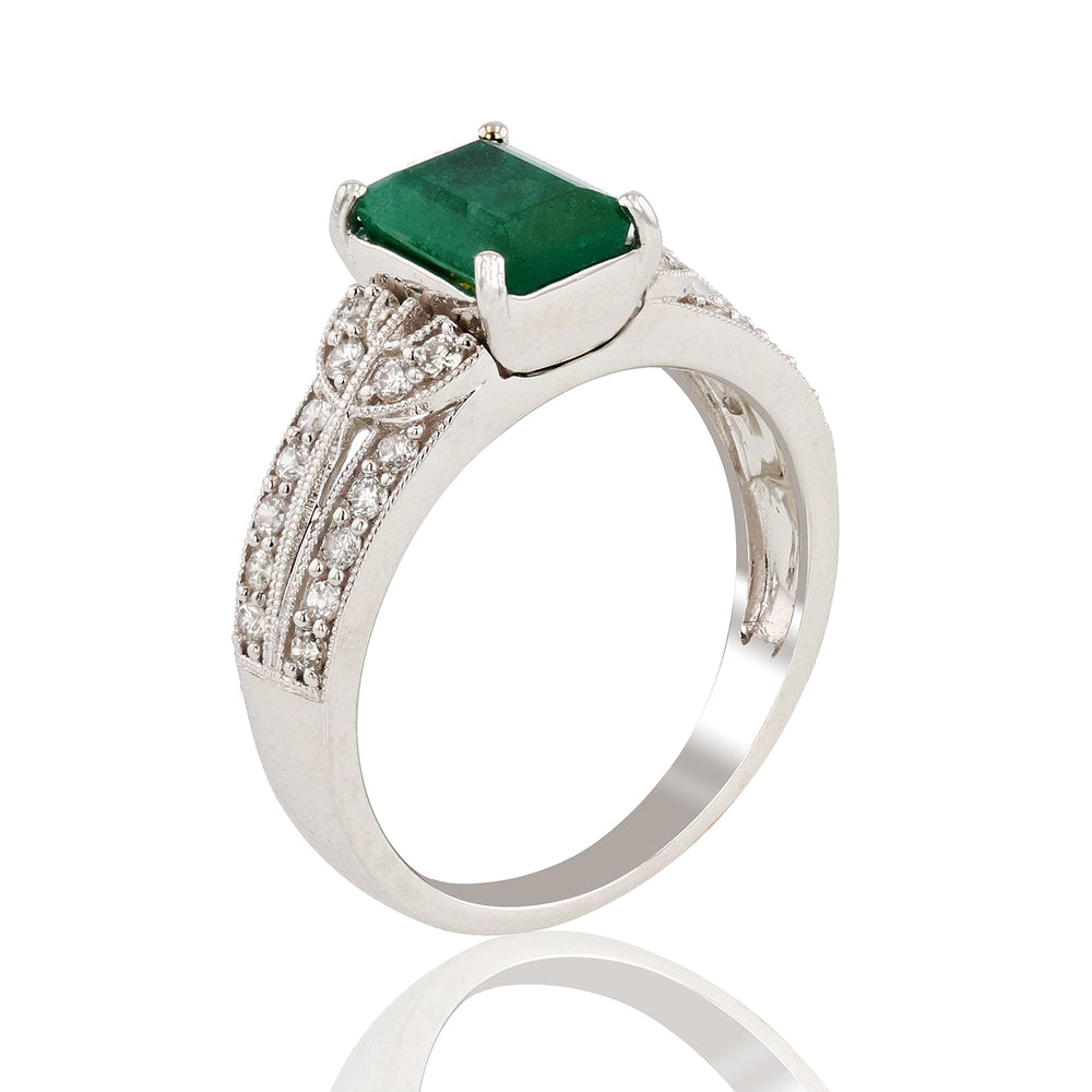 White Gold Emerald Diamond Ring