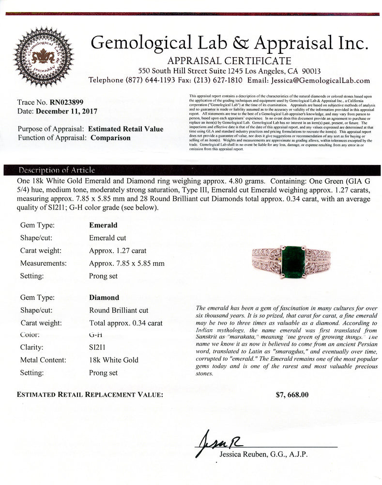 White Gold Emerald Diamond Ring