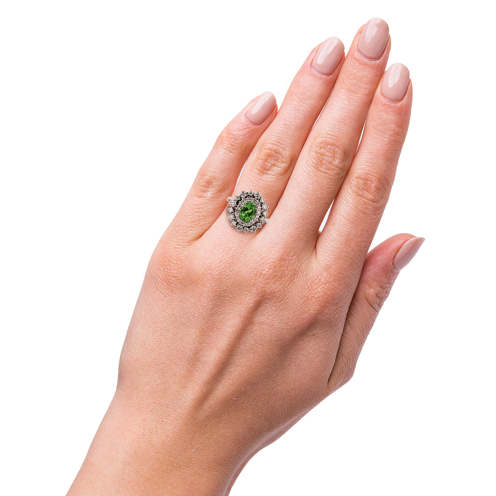 Tsavorite & Diamond Ring