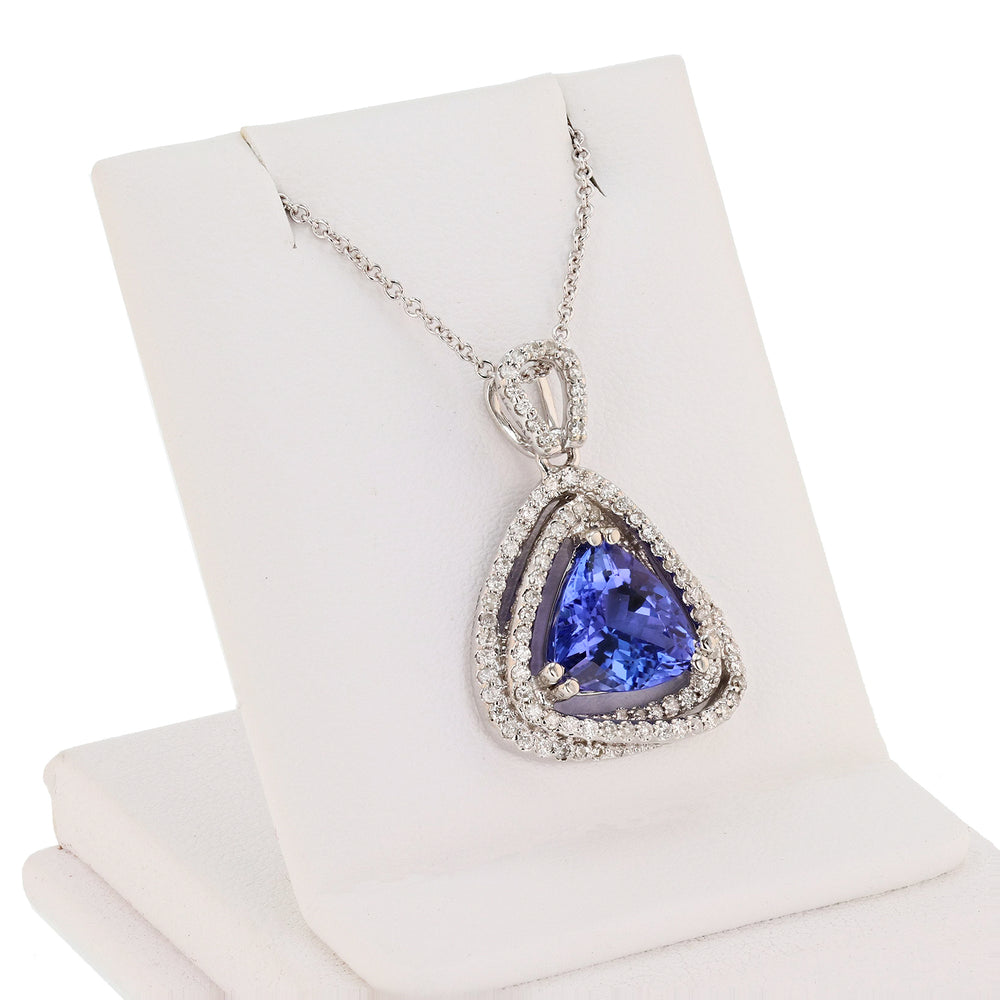 14K Gold Tanzanite & Diamond Pendant