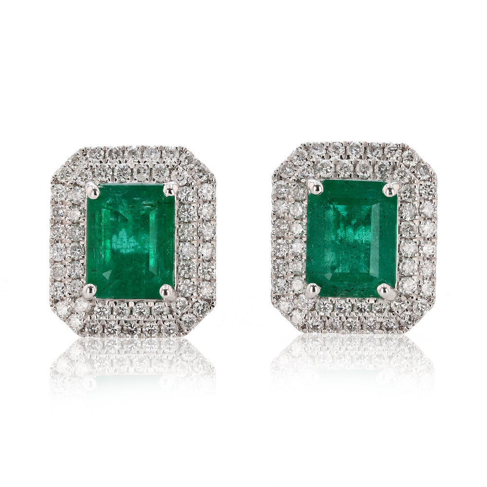 Platinum Emerald & Diamond Earrings
