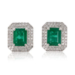 Platinum Emerald & Diamond Earrings
