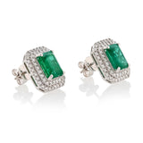 Platinum Emerald & Diamond Earrings
