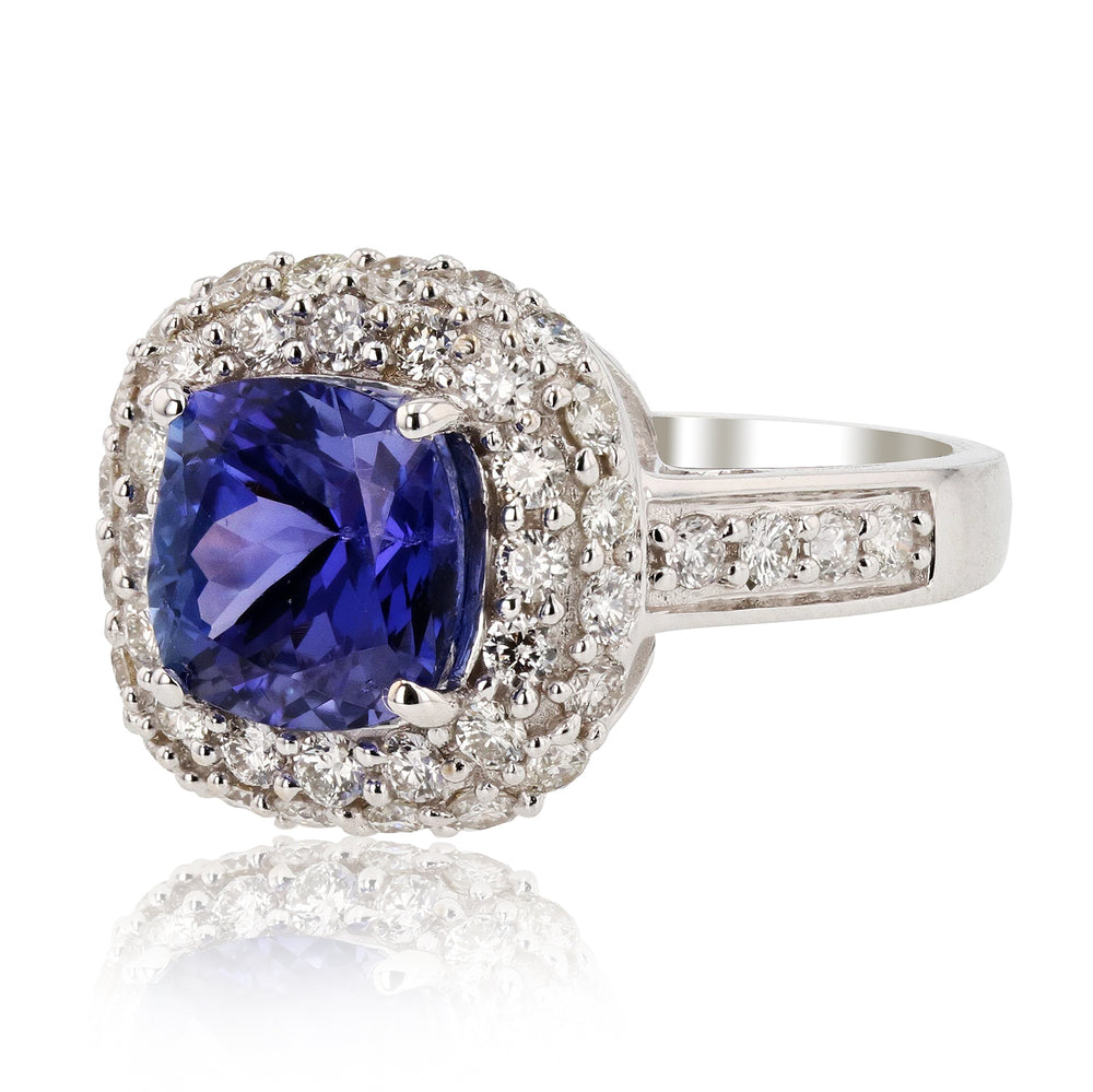 18K White Gold Tanzanite & Diamond Ring