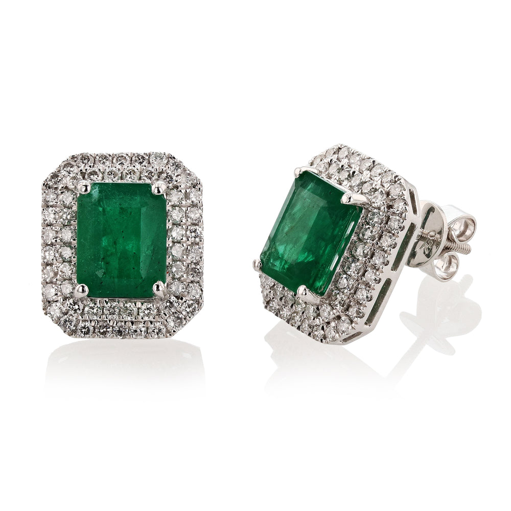 Platinum Emerald & Diamond Earrings