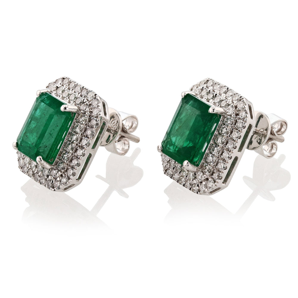 Platinum Emerald & Diamond Earrings