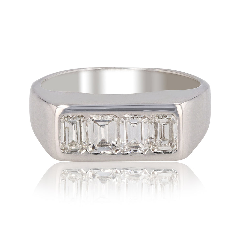 Tapered Block Mens Diamond Ring