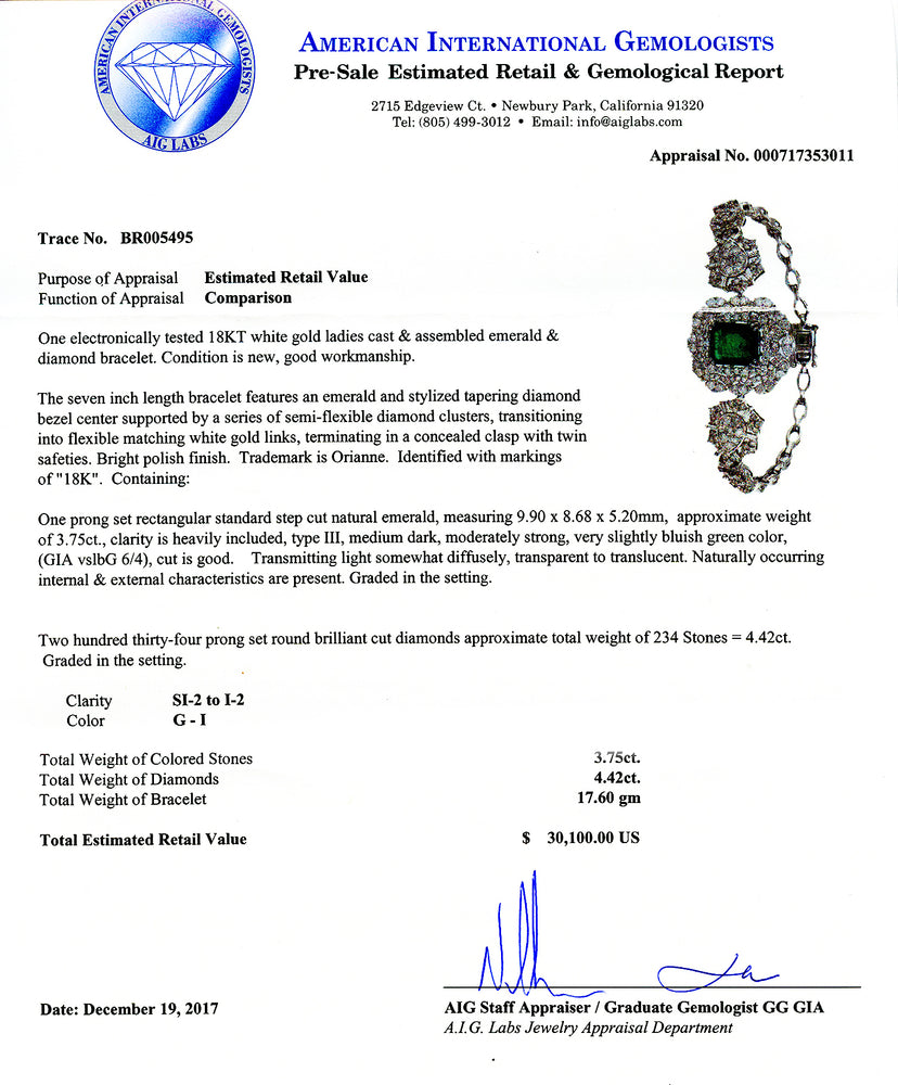 Unique Emerald Diamond Bracelet