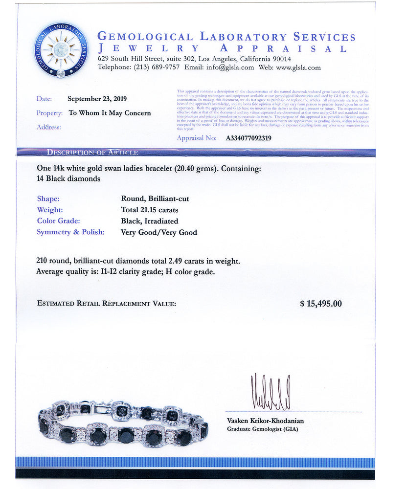 Black Diamond Swan Ladies Bracelet