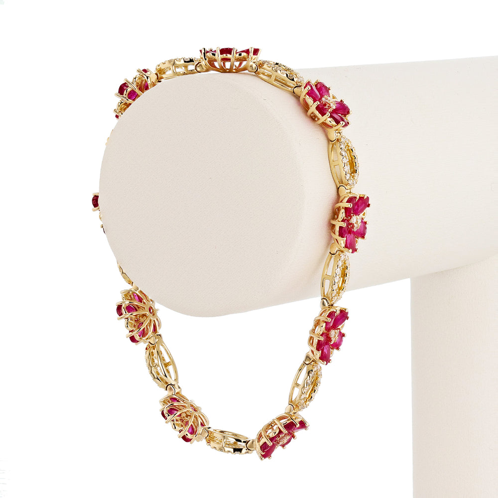 Gorgeous Red Ruby Flower Bracelet