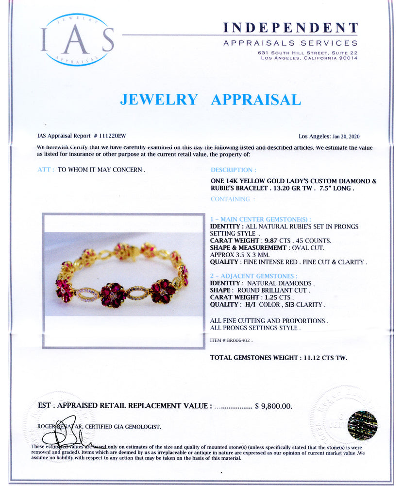 Gorgeous Red Ruby Flower Bracelet