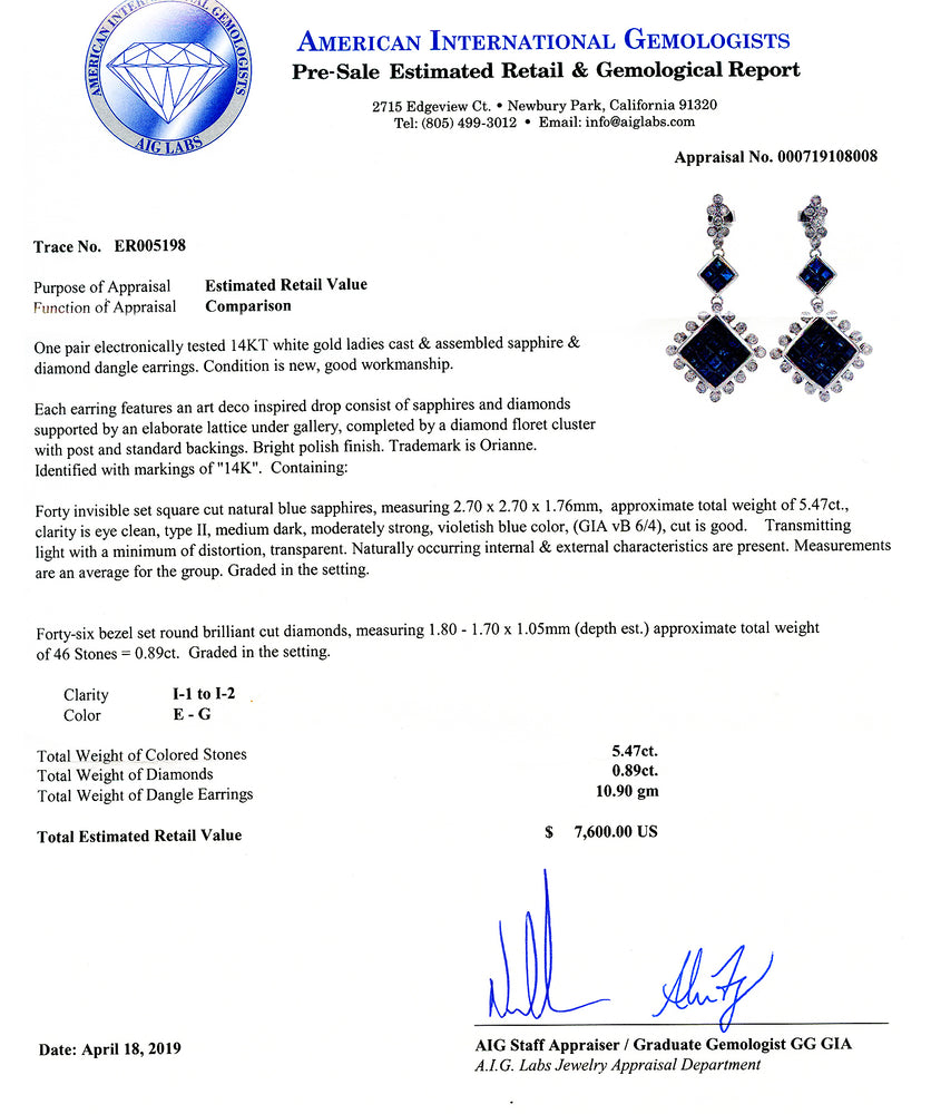 Art Deco Sapphire Drop Earrings