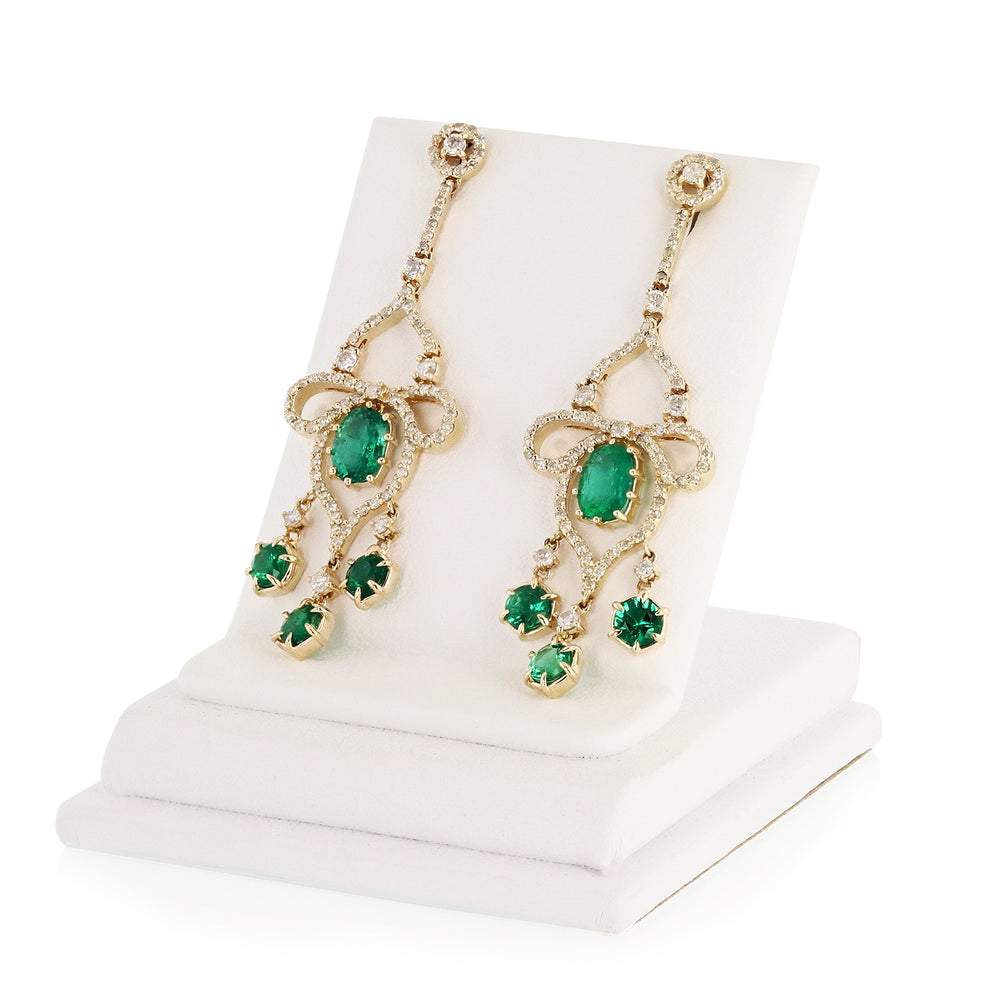 Emerald And Diamond Chandlier Earrings