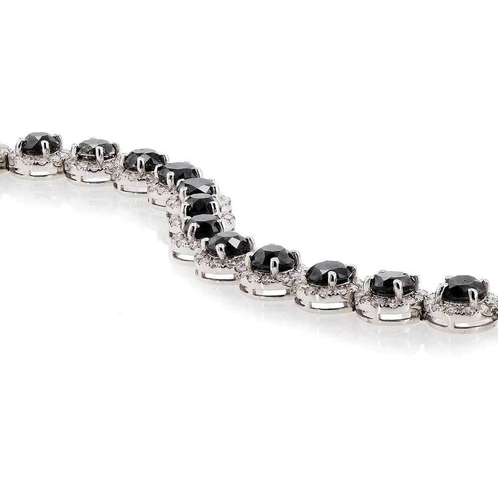 14K White Gold and Black Diamond Necklace