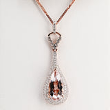 14K Gold Morganite & Diamond Pendant