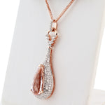 14K Gold Morganite & Diamond Pendant