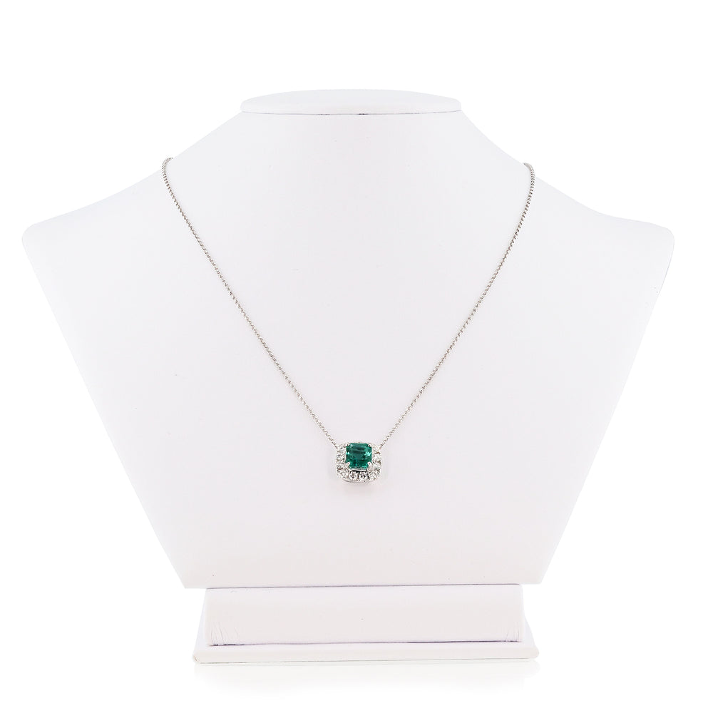 Emerald & Diamond Pendant With Chain