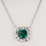 Emerald & Diamond Pendant With Chain