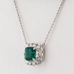 Emerald & Diamond Pendant With Chain