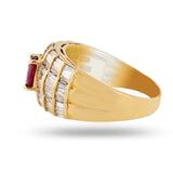 Ruby And Baguette Cut Diamond Ring