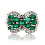 Curving Emerald Ribbon Ring